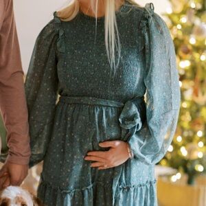 Moon River Blue and Green Maxi Dress